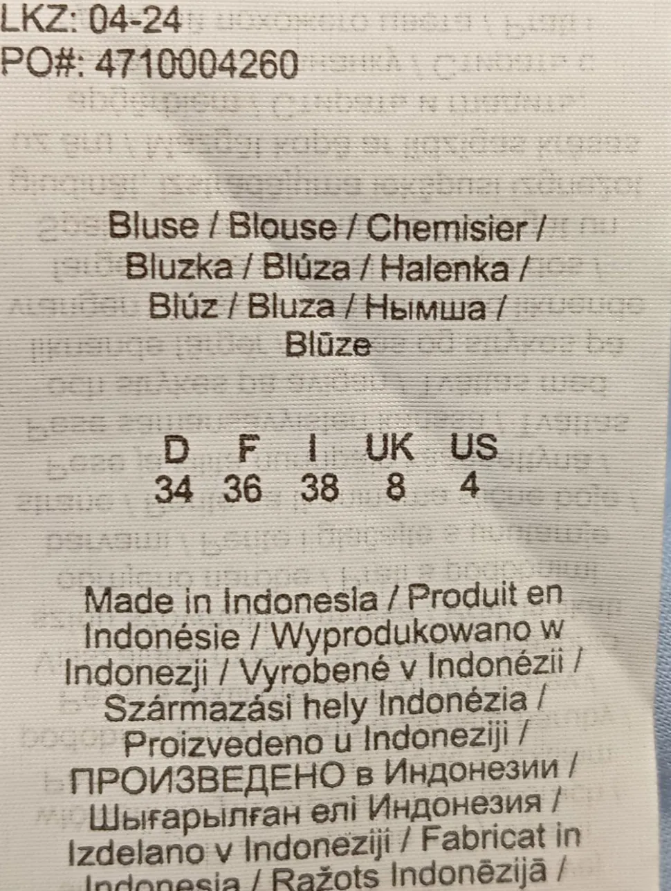 Langarmhemd Größe 34